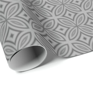 Two tone grey abstract flower geometric pattern wrapping paper