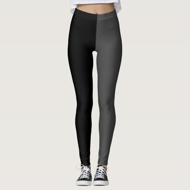 Two Tone Grey Black Halloween Leggings (Front)