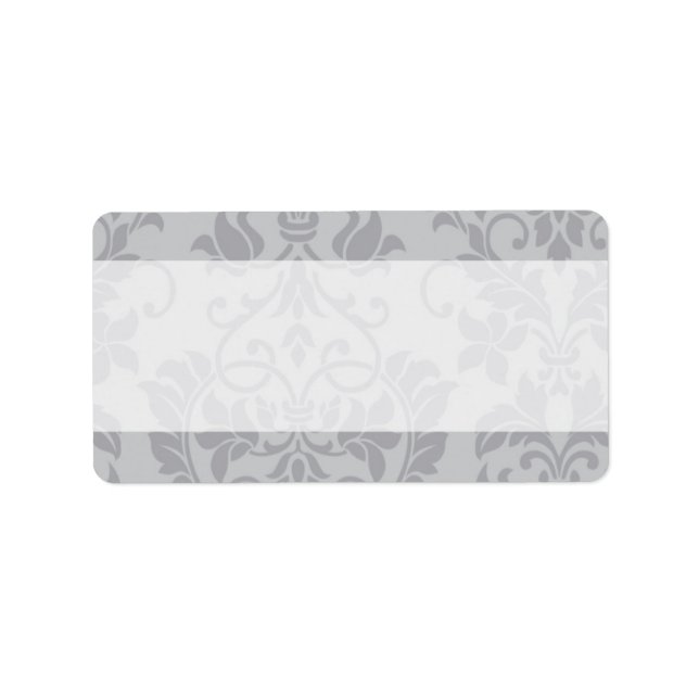 Two-tone Grey Damask Wedding Mailing Address Label (Front)