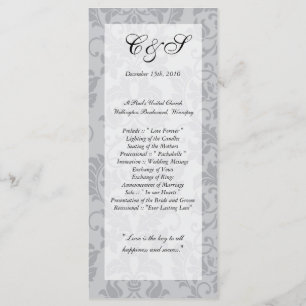 Two-tone Grey Damask Wedding Programs