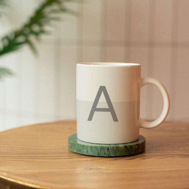 Two Tone Grey Monogram Customised Alphabet Coffee Mug (Two Tone Initial Mug)