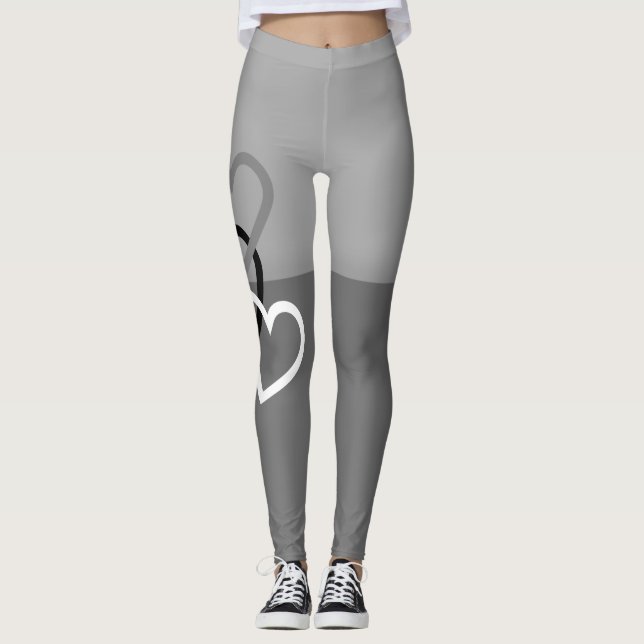 Two Tone grey with Hearts Leggings (Front)