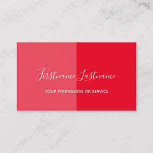 Two tone half divided berry red calligraphy business card