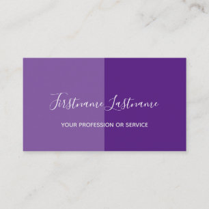 Two tone half divided intense violet calligraphy business card