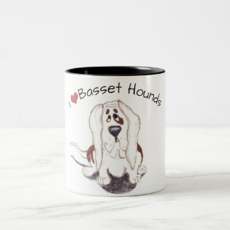 two tone I love basset hounds classic mug