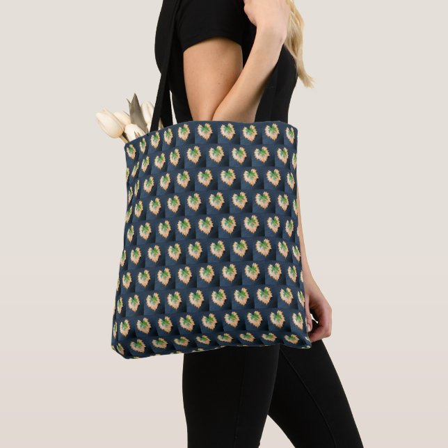 Two Tone Leaf Pattern Tote Bag (Close Up)