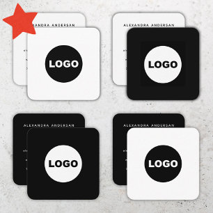 Two Tone Logo Social Media Modern Square Business Card