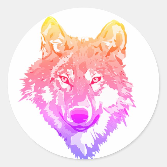 Two tone Lone wolf art Classic Round Sticker (Front)