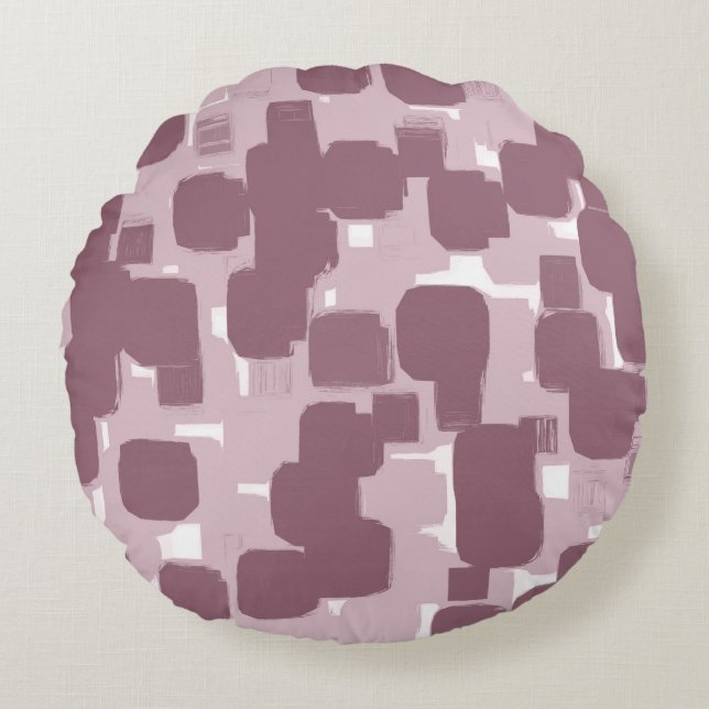 Two Tone Modern Stylish Pink Teal Abstract Pattern Round Cushion (Front)