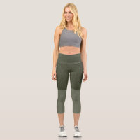 Two-Tone Moss Green Capri Leggings – Customisable