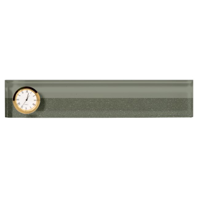 Two-Tone Moss Green Clock Desk Nameplate (Front)