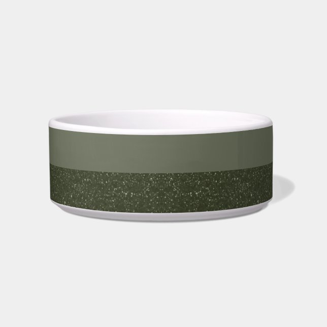 Two-Tone Moss Green Custom Ceramic Pet Bowl (Front)