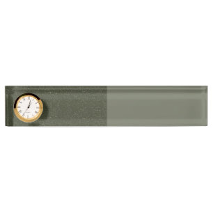 Two-Tone Moss Green Desk Nameplate with Clock