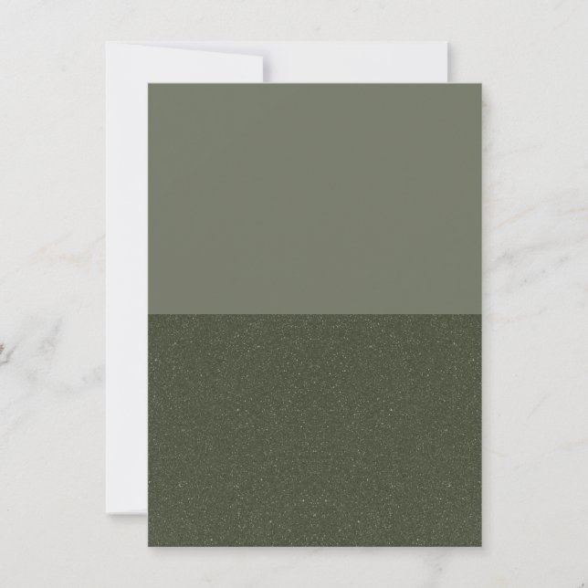 Two-Tone Moss Green Flat Announcement Card Custom (Front)