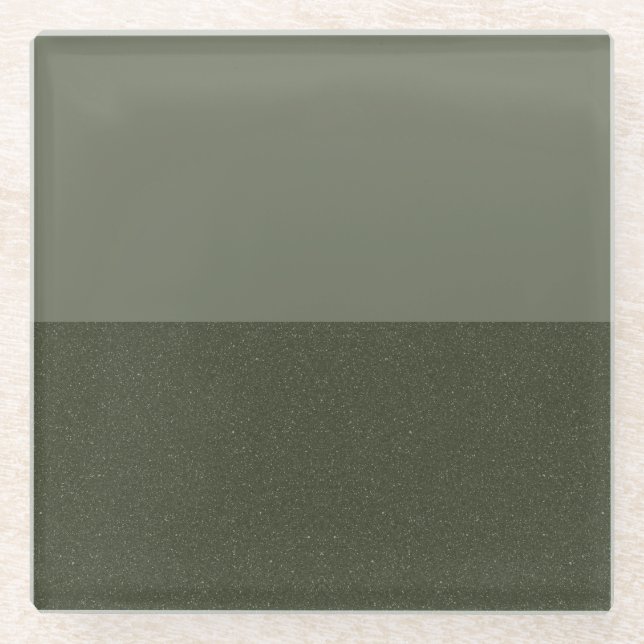 Two-Tone Moss Green Glass Coaster – Customisable (Front)