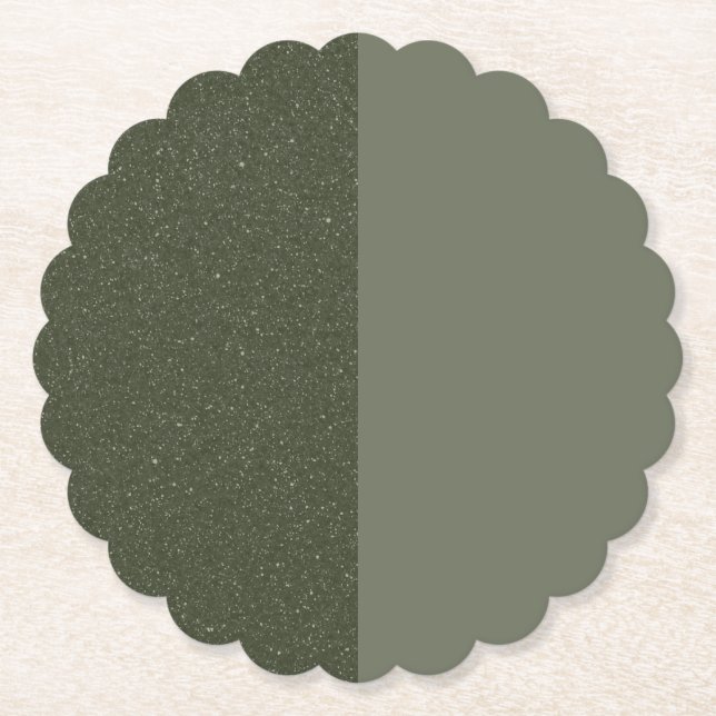 Two-Tone Moss Green Paper Coaster – Customisable (Front)