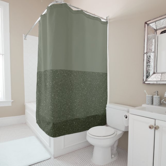 Two-Tone Moss Green Shower Curtain – Customisable (In Situ)