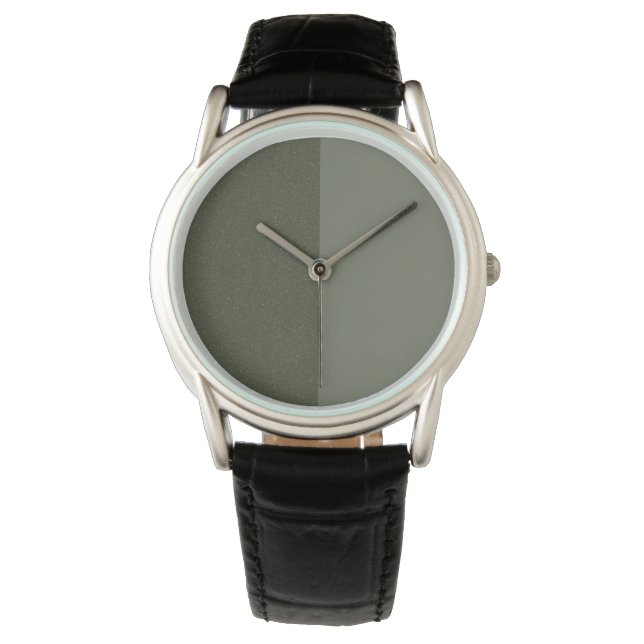 Two-Tone Moss Green Watch – Customisable Gift (Front)