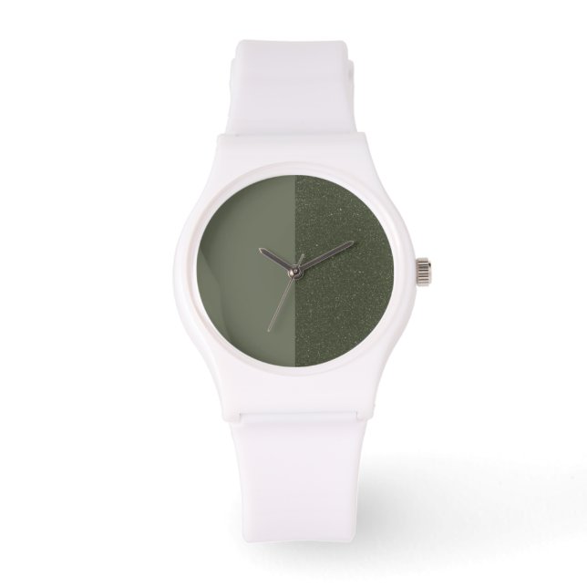 Two-Tone Moss Green Watch – Customisable Gift (Front)