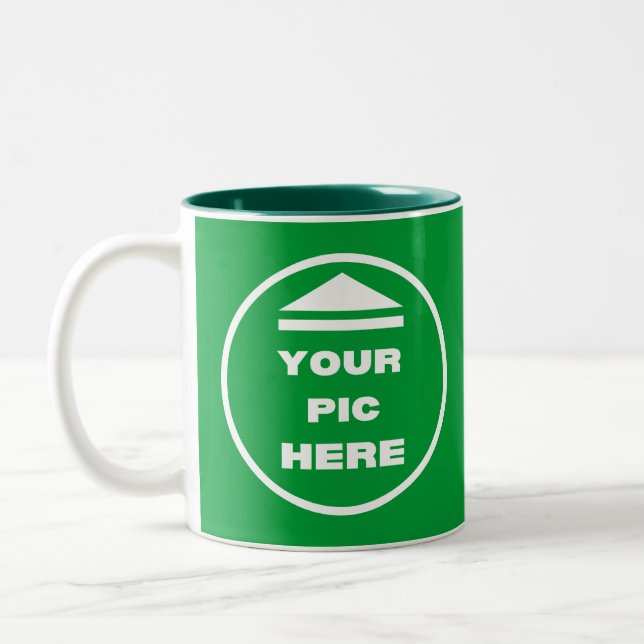Two-Tone Mug - Add Image 11 oz White Hunter Green (Left)