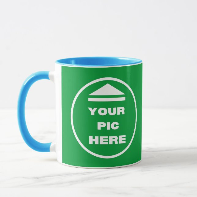 Two-Tone Mug - Add Image 11 oz White Light Blue (Left)