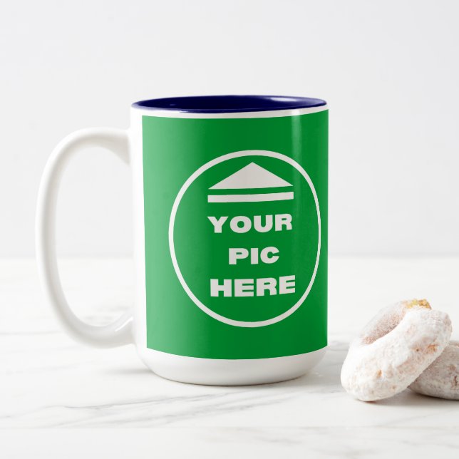 Two-Tone Mug - Add Your Image 15 oz White Navy (With Donut)