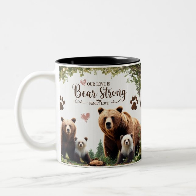 Two-Tone Mug Bear Strong Family Love Woodland  (Left)