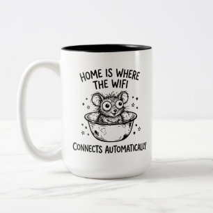 Two-Tone Mug - Cute Mouse Wi-Fi Humour