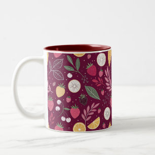 Two-Tone Mug – Deep Plum Fruit Design by JoyCrys