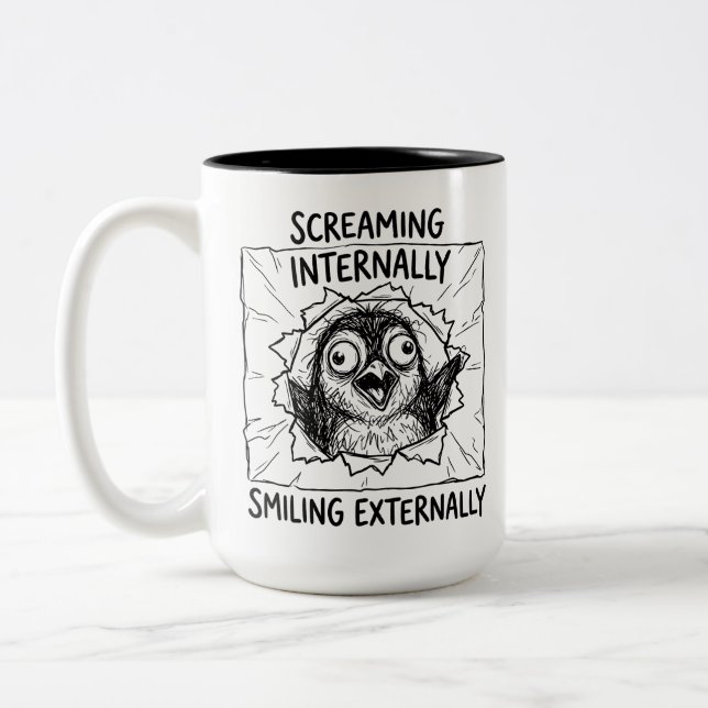 Two-Tone Mug - Grumpy Penguin Coffee Joy (Left)