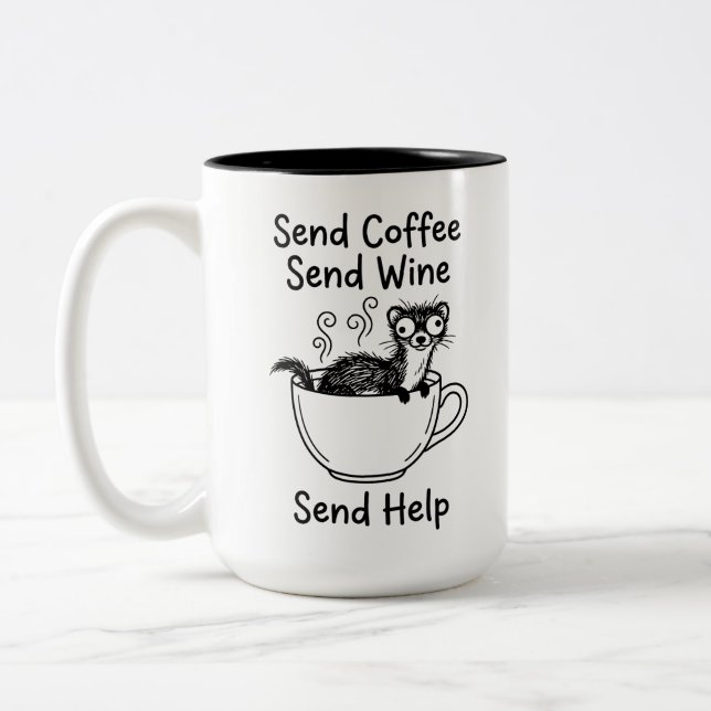 Two-Tone Mug - Surprised by Sneaky Weasel Coffee Q (Left)