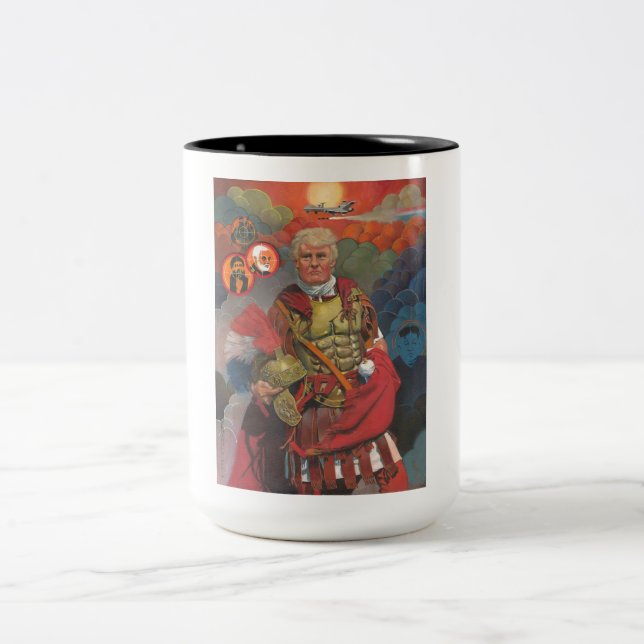 Two-Tone Mug with Pen and Ink Trump Illustration (Center)