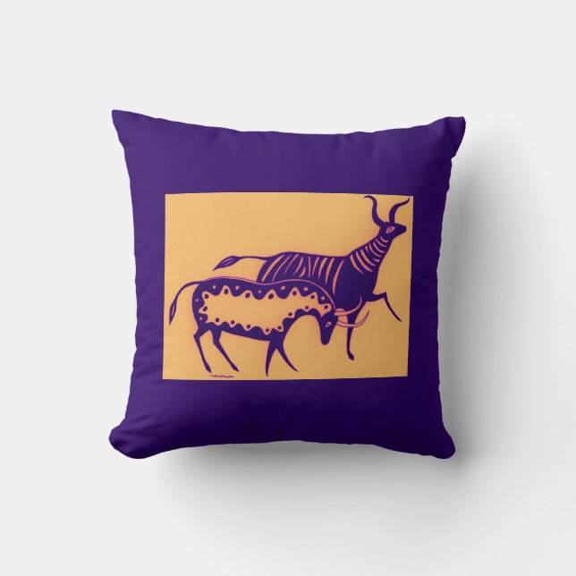 Two-Tone Mycenaean Greek Inspired Cattle Pillow (Front)