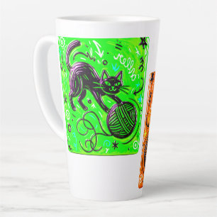 Two-Tone Neon Cat Latte Mug