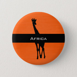 Two-Tone, Orange and Black, Giraffe 6 Cm Round Badge