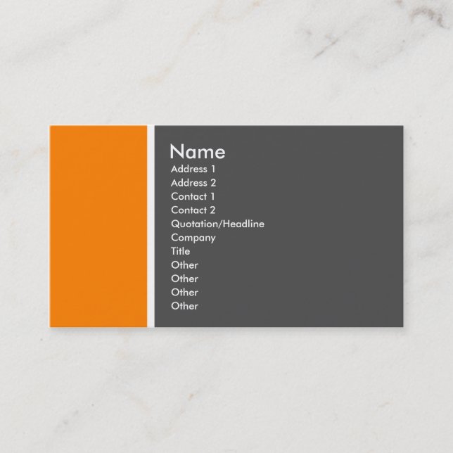 Two Tone (Orange and Grey) Business Card (Front)
