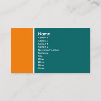 Two Tone (Orange and Teal Green) Business Card