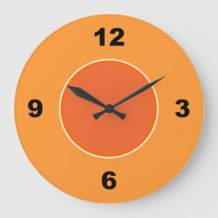 Two Tone Orange Large Black Numbers Clock