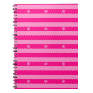 Two Tone Pink Bright Stripes and Flowers Notebook
