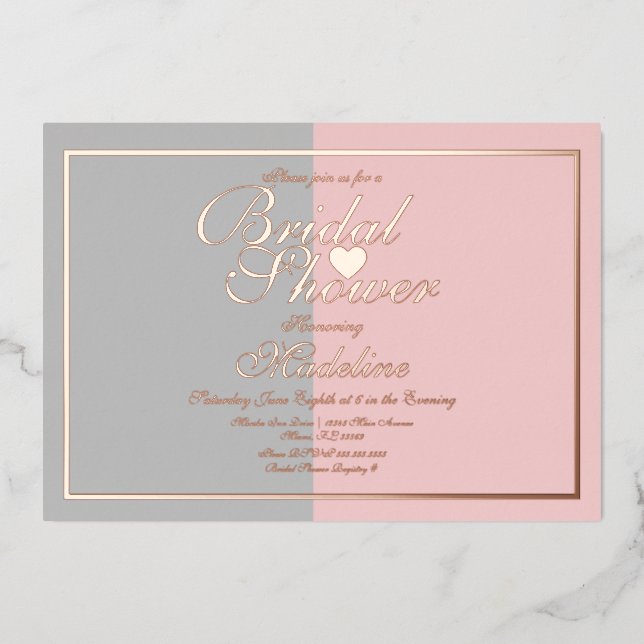 Two Tone Pink Grey Bridal Shower Pressed (Front)