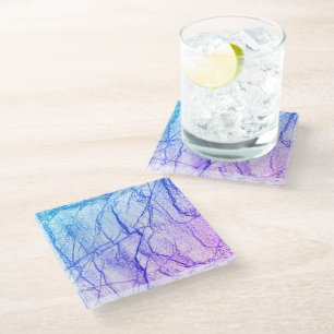  Two Tone Purple Marble Look Glass Coaster