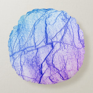 Two Tone Purple Marble Look Round Cushion