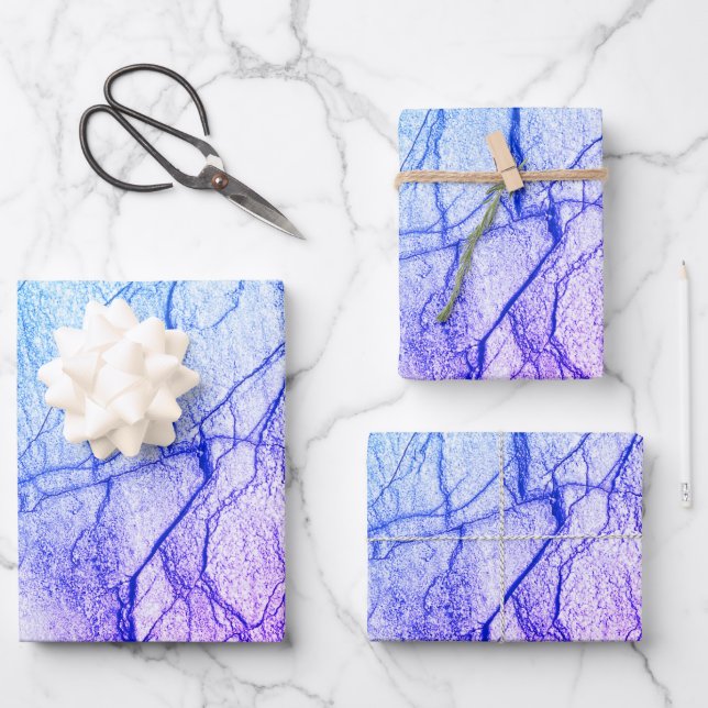  Two Tone Purple Marble Look Wrapping Paper Sheet (Front)