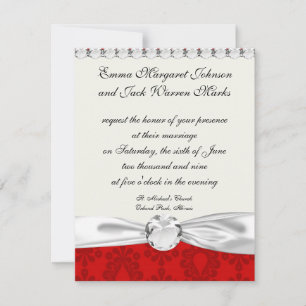 two tone red damask invitation