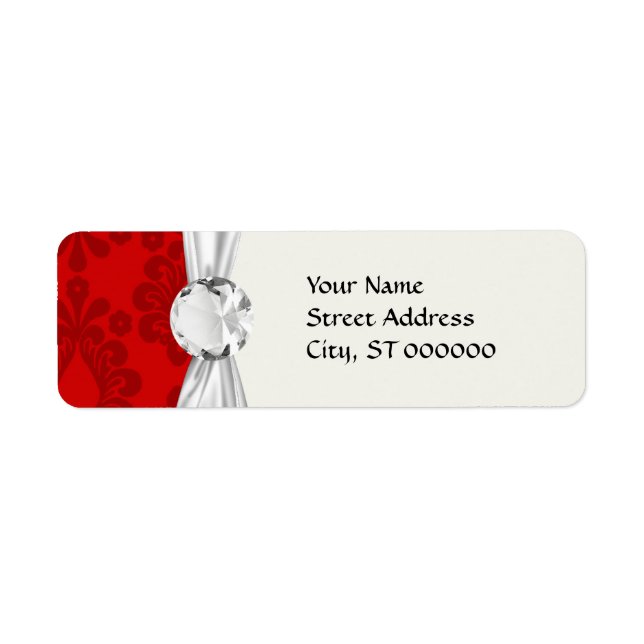 two tone red damask return address label (Front)