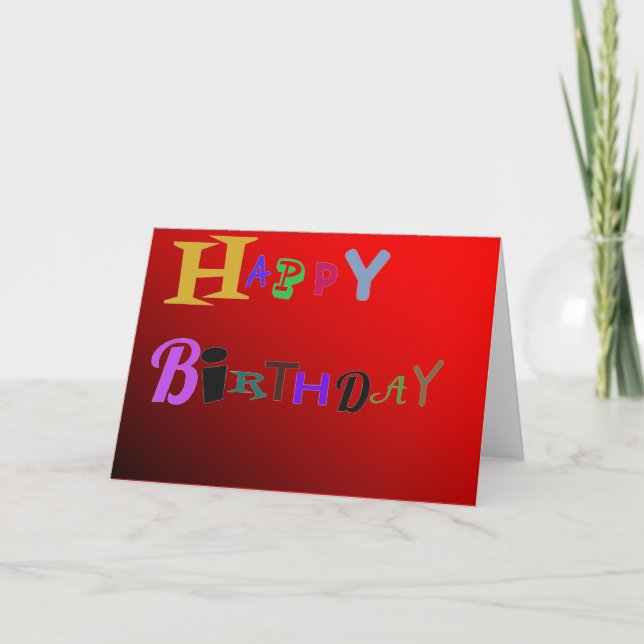 Two Tone Red Happy Birthday Card (Front)