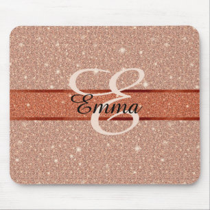 Two Tone Rose Gold Glitter Effect with Monogram Mouse Pad