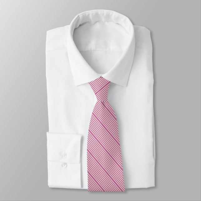 Two tone stripes dark pink and cream tie (Tied)