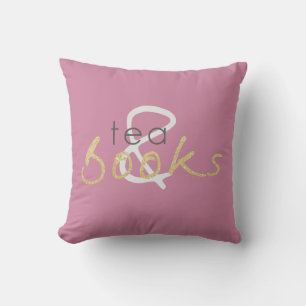 Two Tone Tea and Books Throw Pillow
