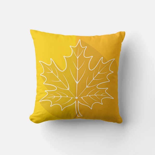 Two-tone, two -sided Maple Leaves, gold, green Cushion (Front)